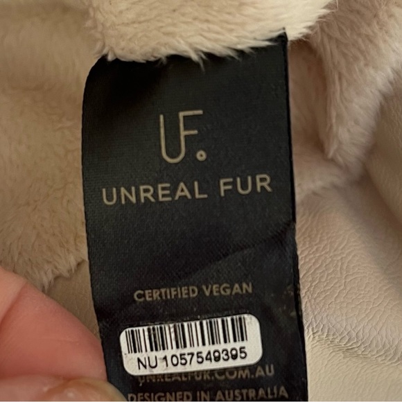 Unreal Fur Cream "Barcelona" Cable Knit Sleeve Puffer Jacket L LIKE NEW - Picture 10 of 11